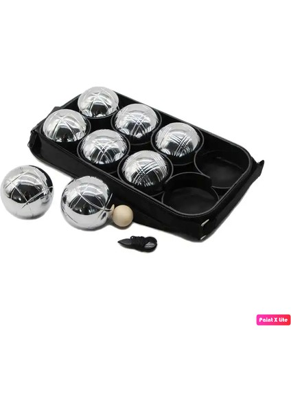 Çantalı 8'li Bocce Set 8 Adet Krom Çelik Bocce Topu (720 Gr) + Ahşap Pallino ve Mezura Hediyeli
