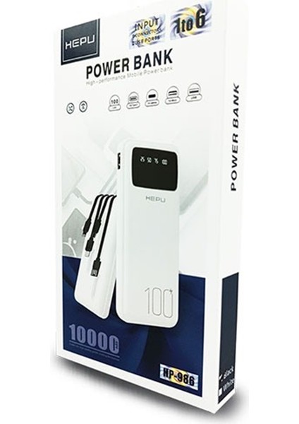 Hepu HP-986 10000 Mah. Dijital Göstergeli 1 To 6 Powerbank