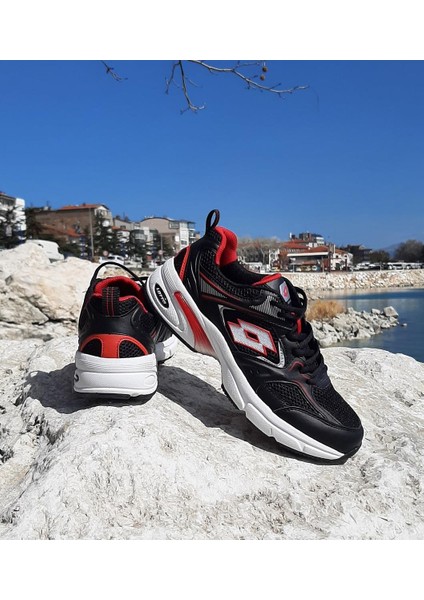 Athens Siyah-Kırmızı Hafızalı Ortopedik Hafif Spor Ayakkabı