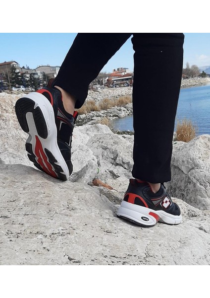 Athens Siyah-Kırmızı Hafızalı Ortopedik Hafif Spor Ayakkabı indirimleri
