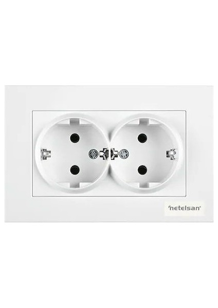 Byobu 2'li Topraklı Priz Beyaz Çerçeveli