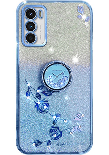 Motorola Moto G42 4g Tpu Kapak Yüzüğü Kickstand Glitter Telefon Geri Kılıf (Yurt Dışından)