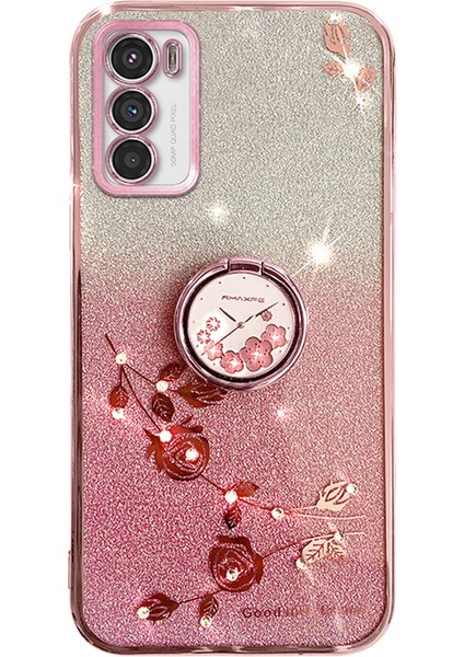 Motorola Moto G42 4g Tpu Kapak Yüzüğü Kickstand Glitter Telefon Geri Kılıf (Yurt Dışından)