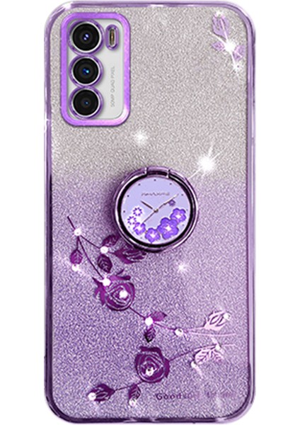 Motorola Moto G42 4g Tpu Kapak Yüzüğü Kickstand Glitter Telefon Geri Kılıf (Yurt Dışından)