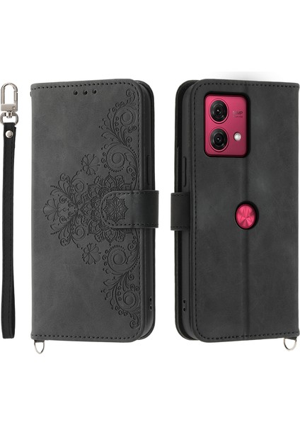 Motorola Moto G84 5g Deri Kılıf Cüzdanı Telefon Kapağı El Kayışı + Omuz Kayışı (Yurt Dışından)