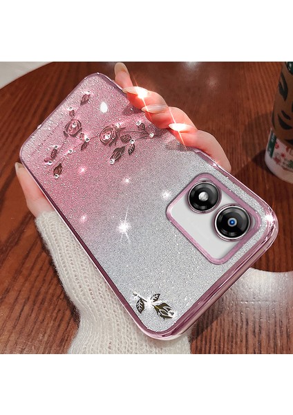 Motorola Moto E13 4g Tpu Kılıfı Çiçek Deseni Glitter Telefon Kapağı Kayış (Yurt Dışından) modelleri