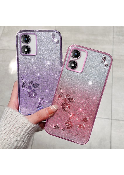Motorola Moto E13 4g Tpu Kılıfı Çiçek Deseni Glitter Telefon Kapağı Kayış (Yurt Dışından) fırsatları