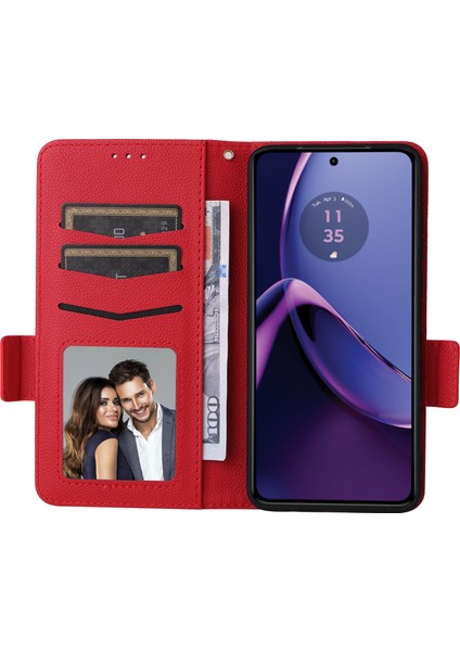 Motorola Moto G84 5g Litchi Doku Cüzdan Deri Telefon Kapağı Kayış (Yurt Dışından)