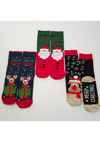 Pamuklu Yılbaşı Çorabı & Hediye Kutusunda Yeni Yıl Çorabı 3 Çift Yılbaşı Çorab fiyatları