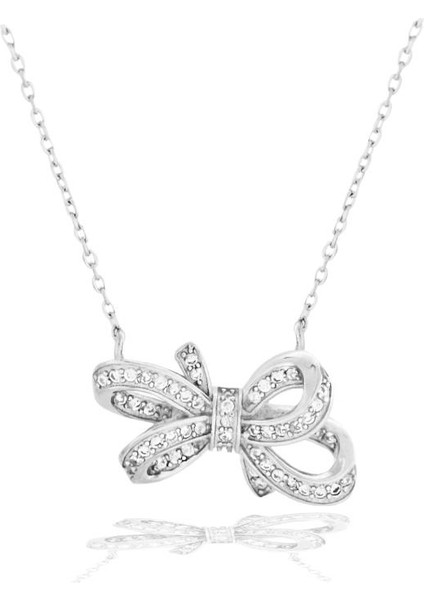 Zirconia Taşlı Işıltılı Diamond Fiyonk Model Kadın Gümüş Kolye