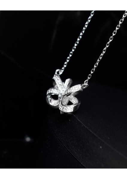 Zirconia Taşlı Işıltılı Diamond Fiyonk Model Kadın Gümüş Kolye fırsatları