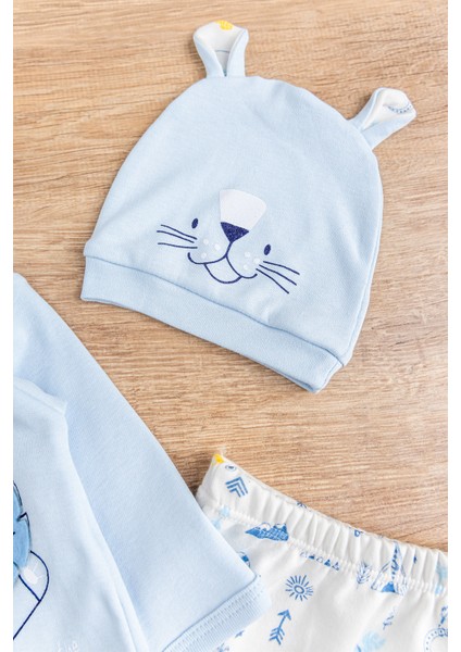 Aslan Figürlü Pamuklu 5 Parça Erkek Bebek Hastane Çıkışı Bebek Takımı fırsatları