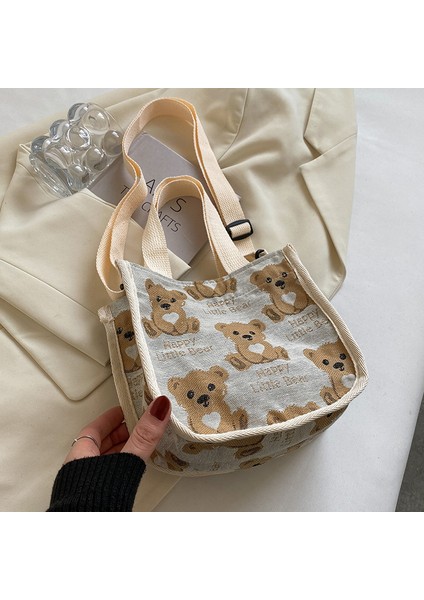 Yj Sevimli Karikatür Kanvas Crossbody Çanta Kadın Omuz Çantası (Yurt Dışından)