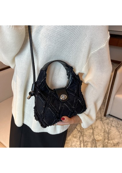 Kadınlar Için Denim Eşkenar Dörtgen Çok Yönlü Moda Omuz Crossbody Koltuk Altı Çantası (Yurt Dışından)