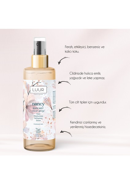 Nancy Vücut Spreyi Etkileyici, Uzun Süre Kalıcı Koku, Nemlendiricili 200 ml fırsatları