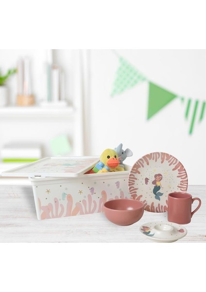 Deniz Kızı 4 Parça Mama Takımı Saklama Kutusu Hediyeli