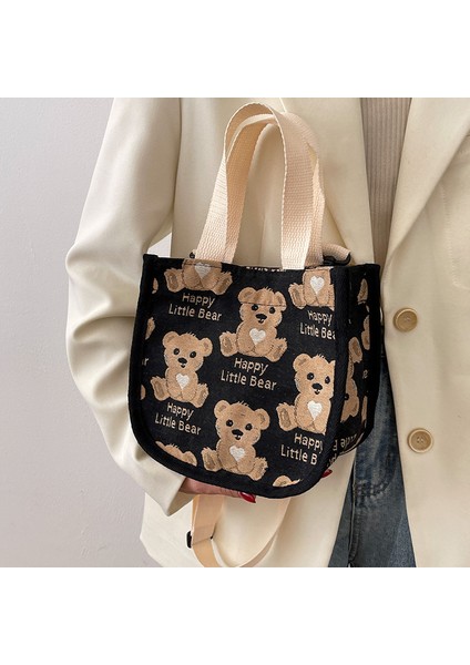 Yj Sevimli Karikatür Kanvas Crossbody Çanta Kadın Omuz Çantası (Yurt Dışından)