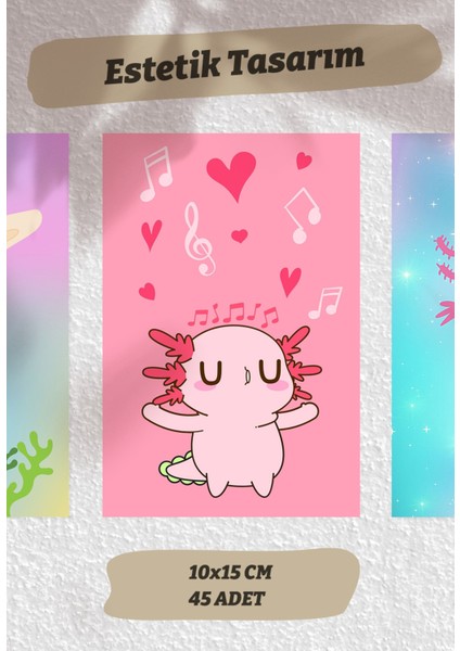 Sevimli Axolotl 45 Adet Poster Seti, Oda Dekoru