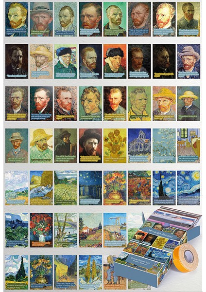 Van Gogh Alıntılar 54 Adet Poster Seti, Oda Dekoru