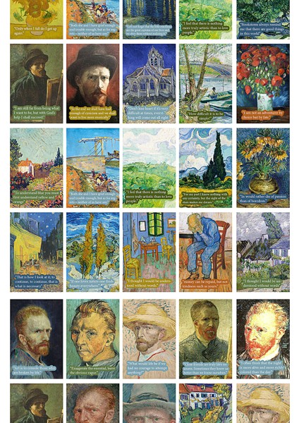 Van Gogh Alıntılar 54 Adet Poster Seti, Oda Dekoru