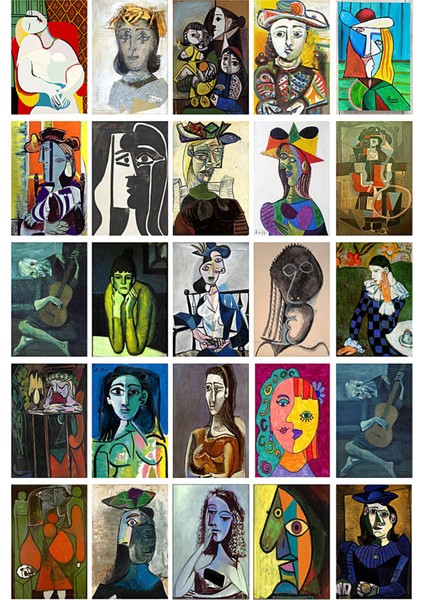 Pablo Picasso Resimleri 108 Adet Poster Seti, Oda Dekoru