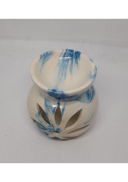 Lotus Çiçeği Ebruli Desen Buhurdanlık (20ML Lavanta Yağı)