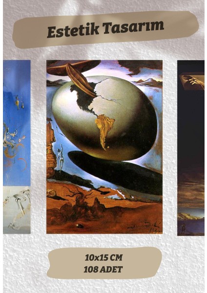 Salvador Dali Resimleri 108 Adet Poster Seti, Oda Dekoru