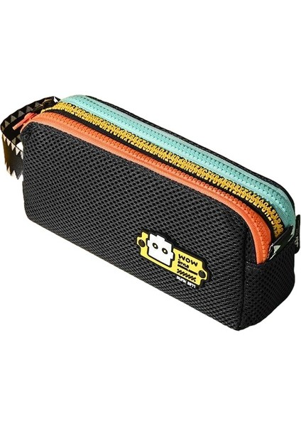 Longrui Yaratıcı Kontrast Renkli Öğrenci Fermuarlı Örgü Çok Katmanlı Sandviç Kalem Kutusu (Yurt Dışından)