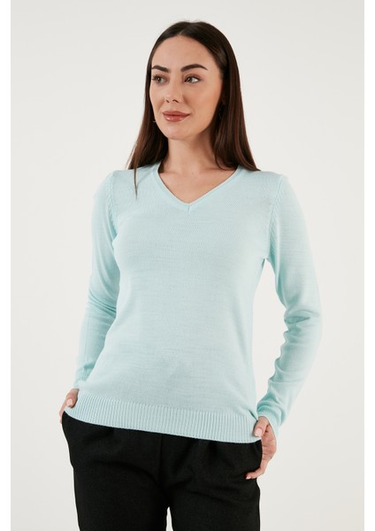 Regular Fit V Yaka Triko Kazak Bayan Kazak 23K0244K1 modelleri