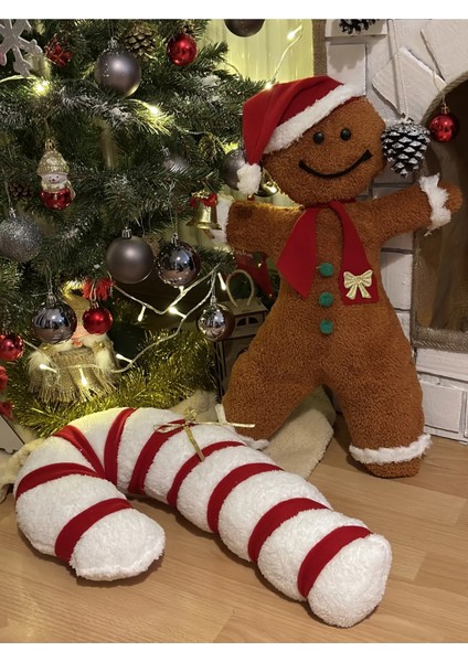 50 cm El Yapımı Peluş Kurabiye Adam Kırlent, Yılbaşı Kırlent