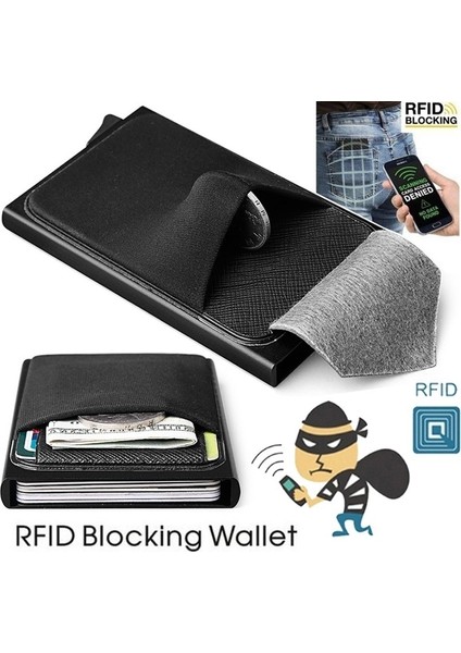 Esneklik Geri Kese Kimlik Kredi Kartı Tutucu Mini Rfıd Cüzdan Otomatik Pop Up Banka Kartı Kılıfı ile Yeni Ince Alüminyum Cüzdan (Yurt Dışından) fiyatları