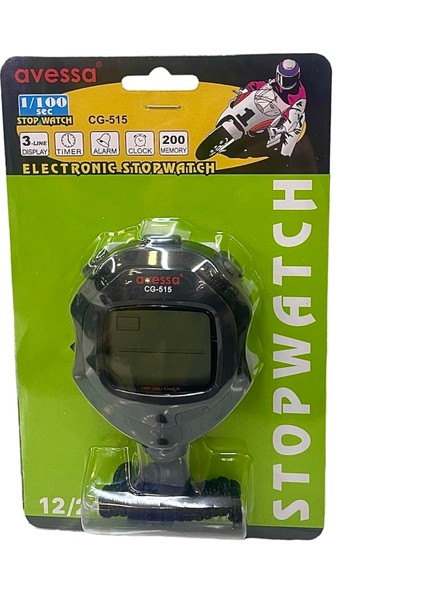 CG-515 200 Hafızalı Dijital Stopwatch Çok Fonksiyonlu Kronometre Siyah