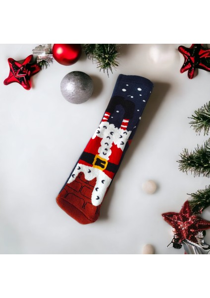Yılbaşı Temalı Uzun Havlu Çorap Christmas Yeni Yıl