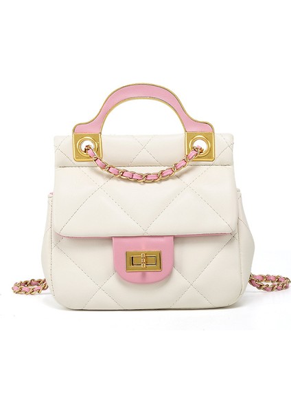 El Tipi Kadın Çantası Niş Tasarım Renk Blok Elmas Zincir Çanta Kadın Basit Omuz Crossbody Çantası (Yurt Dışından)