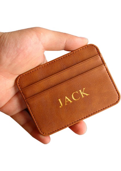 Özelleştirilmiş Mini Kadın Erkek Kart Sahibinin Rfıd Düz Renk Ince Ince Cüzdan Kılıf Kazınmış Adı Çoklu Kart-Bit Paketi Çanta Çanta Kımlık Kartı (Yurt Dışından) fırsatları