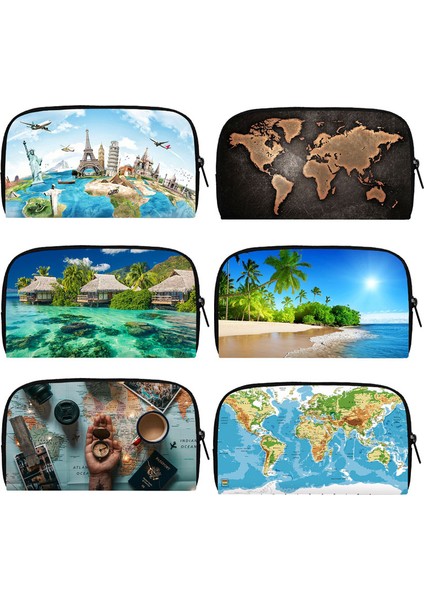 Kelime Haritası Baskı Cüzdan Tropikal Plaj Manzara Kadın Çanta Telefon Kredi Kartı Tutucu Seyahat Para Çantaları Küçük Çanta Uzun Cüzdan (Yurt Dışından)