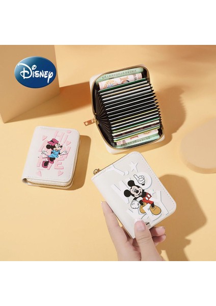 Disney Mickey Moda High-End Kadın Kart Tutucu Yüksek Kaliteli Çoklu Kart Yuvası Kartlıklı Cüzdan Pu Fermuar Lüks Kart Tutucu (Yurt Dışından)