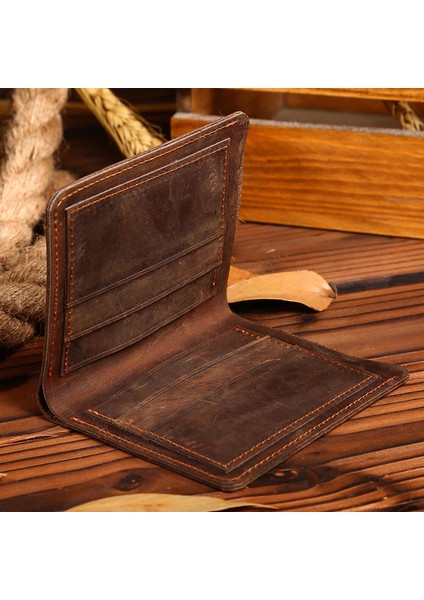 Çılgın At Deri Erkek Cüzdan Çanta Ünlü Marka 6 Kredi Kartı Tutucu Carteira Masculina Erkek Hakiki Deri Cüzdan (Yurt Dışından) fırsatları