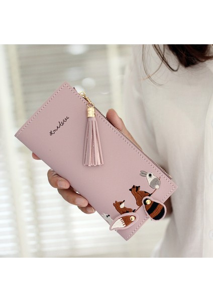 Moda Kadın Basit Tarzı Cüzdan Işlemeli Baskılı Para Kaleci Kart Tutucu Kadın Cüzdan Kadın Çantalar Carteira Feminina (Yurt Dışından) modelleri