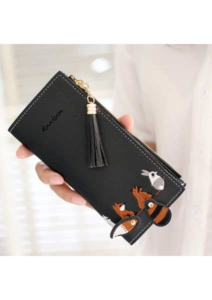 Moda Kadın Basit Tarzı Cüzdan Işlemeli Baskılı Para Kaleci Kart Tutucu Kadın Cüzdan Kadın Çantalar Carteira Feminina (Yurt Dışından) fırsatları