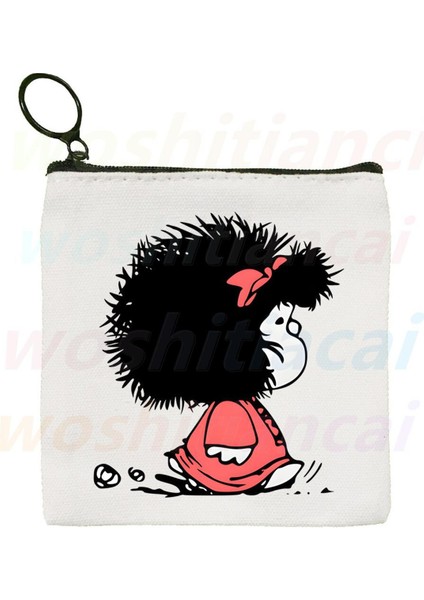 Mafalda Anime Karikatür Komik Kanvas Bozuk Para Cüzdanı Kanvas Çanta Küçük Kare Çanta Anahtar Çanta Saklama Çantası Kart Çantası Karikatür Para Çantası (Yurt Dışından)