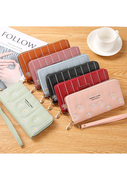 Işlemeli Uzun Kadın Cüzdan Moda Büyük Kapasiteli Kadın Fermuar Bozuk Para Cüzdanı Bileklik Debriyaj Para Çanta Klipsi Kart Tutucu Kılıf (Yurt Dışından) fırsatları