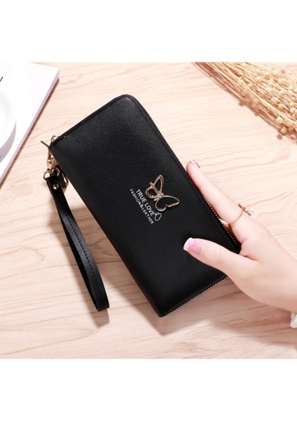 Moda Kelebek Kadın Cüzdan Bilek Kolu Telefon Kılıfı Uzun Bölüm Para Cebi Kılıfı Çanta Kadın Çanta Kart Sahipleri Debriyaj (Yurt Dışından) fırsatları