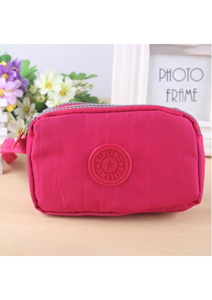 2022 Yeni Bozuk Para Cüzdanı Kadın Küçük Cüzdan Yıkayıcı Kırışık Kumaş Telefon Çanta Üç Fermuarlı Taşınabilir Makyaj Çantası 7 Renk (Yurt Dışından) modelleri