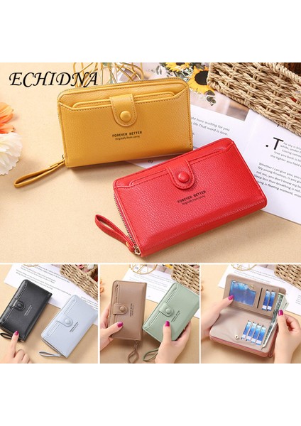 Echıdna Kadın Cüzdan Pürüzsüz Fermuarlı Çok Fonksiyonlu Çanta Debriyaj Çanta (Yurt Dışından) indirimleri
