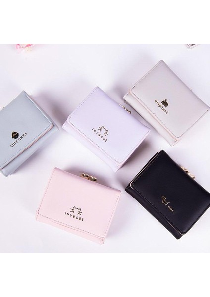 Kadın Kısa Cüzdan Sevimli Hayvan Baskılı Pu Deri Mektup Çile Kart Sahipleri Moda Para Çantası Küçük Değişim Çanta (Yurt Dışından)