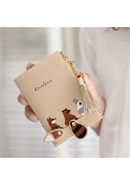 Pu Deri Çile Fermuar Mini Para Kart Sahibinin Kadın Sevimli Karikatür Nakış Cüzdan Kısa Çanta Popüler Bireysel Püskül Cüzdan (Yurt Dışından) fiyatları