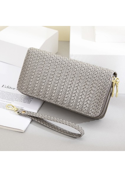 Cüzdan Kadın Uzun 2022 Yeni Batı Tarzı Çift Fermuarlı Büyük Kapasiteli Debriyaj Rugan Cep Telefonu Çantası (Yurt Dışından) fırsatları