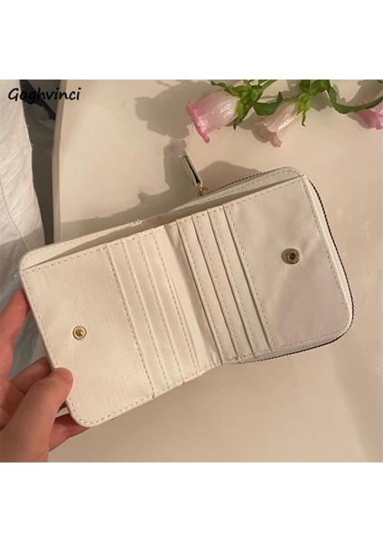 Kadın Cüzdan Konu Pu Kısa Cüzdan Öğrenciler Basit Kartlar Para Çantası Taşınabilir Fermuar Kore Tarzı Zarif Çantalar Ins Retro Chic (Yurt Dışından)