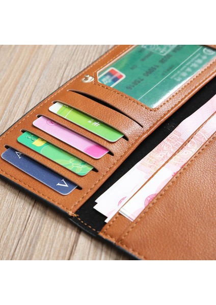 2021 Yeni Basit Kadın Uzun Çanta Pu Deri Kart Tutucu Iki Kat Debriyaj Para Çantası Bayan Kız Rahat Cüzdan Moda Marka Cüzdan (Yurt Dışından) fırsatları